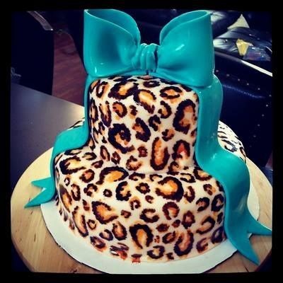 Cheetah Print Cake with Bow