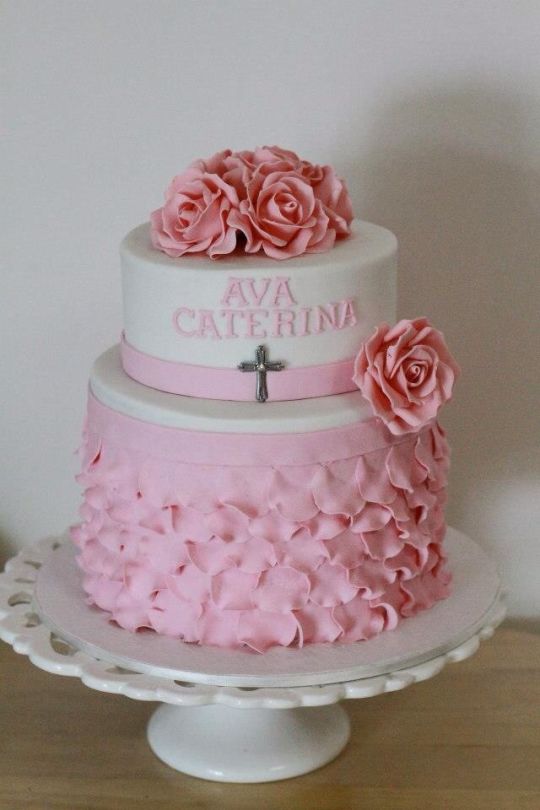 Christening Pink Baptism Cake