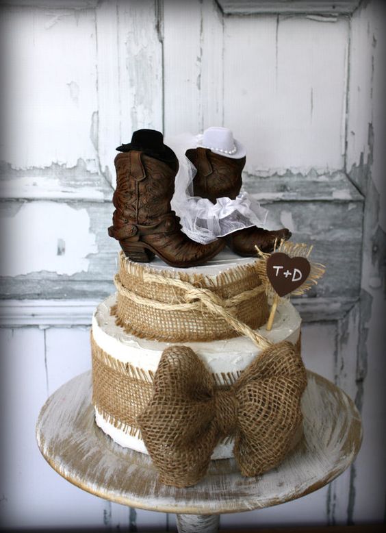 Cowboy Cowgirl Wedding Cake Toppers