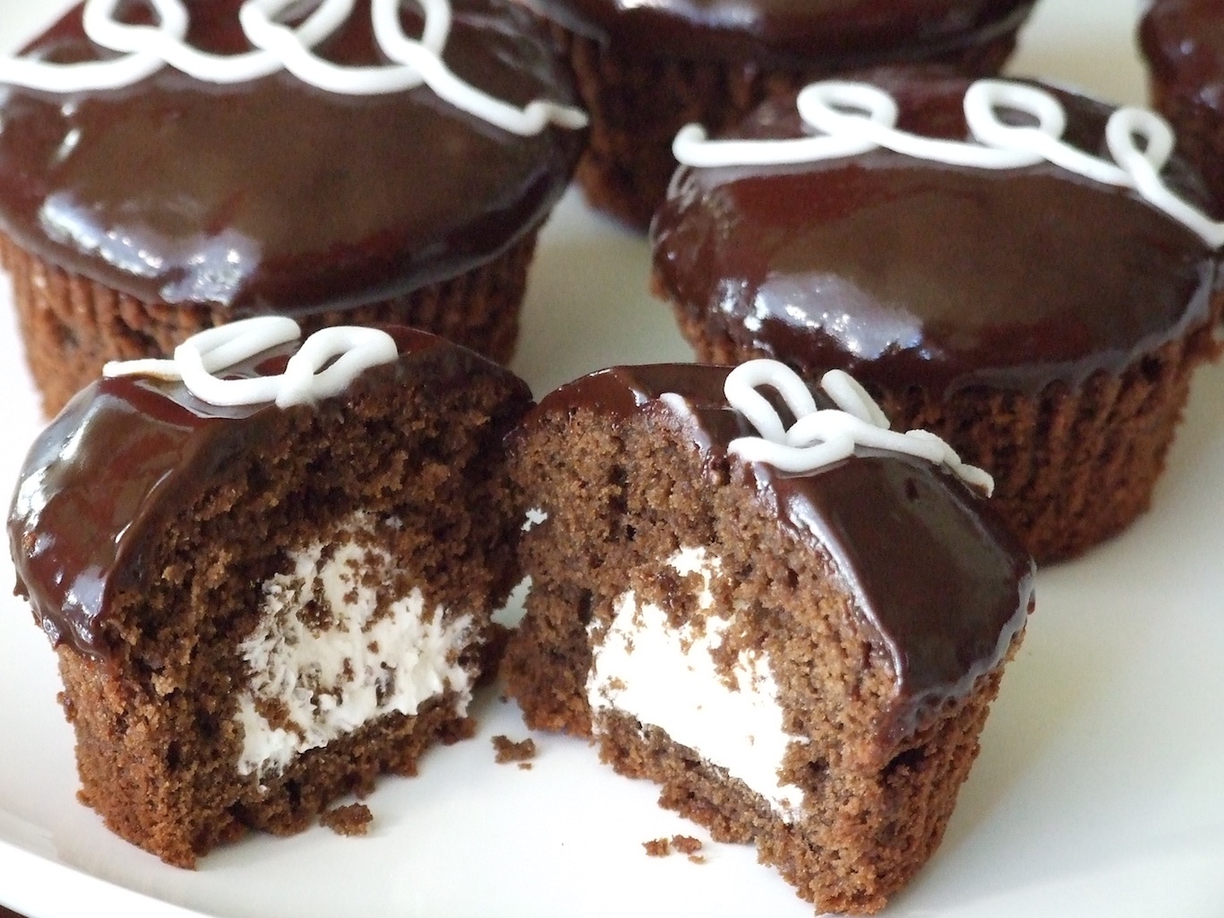 Cream Filled Chocolate Cupcakes