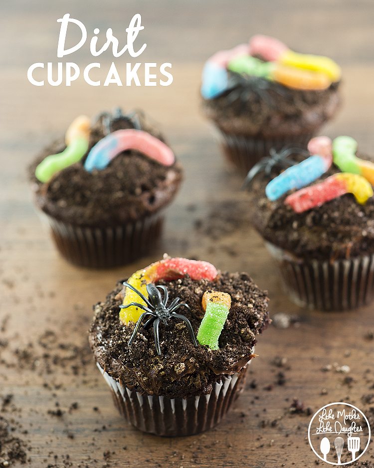 Dirt Cupcakes with Gummy Worms