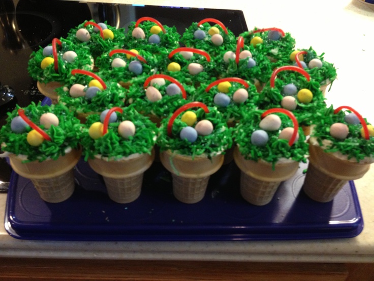 Easter Basket Cupcakes with Ice Cream Cones Easter Basket Cupcakes with Ice Cream Cones