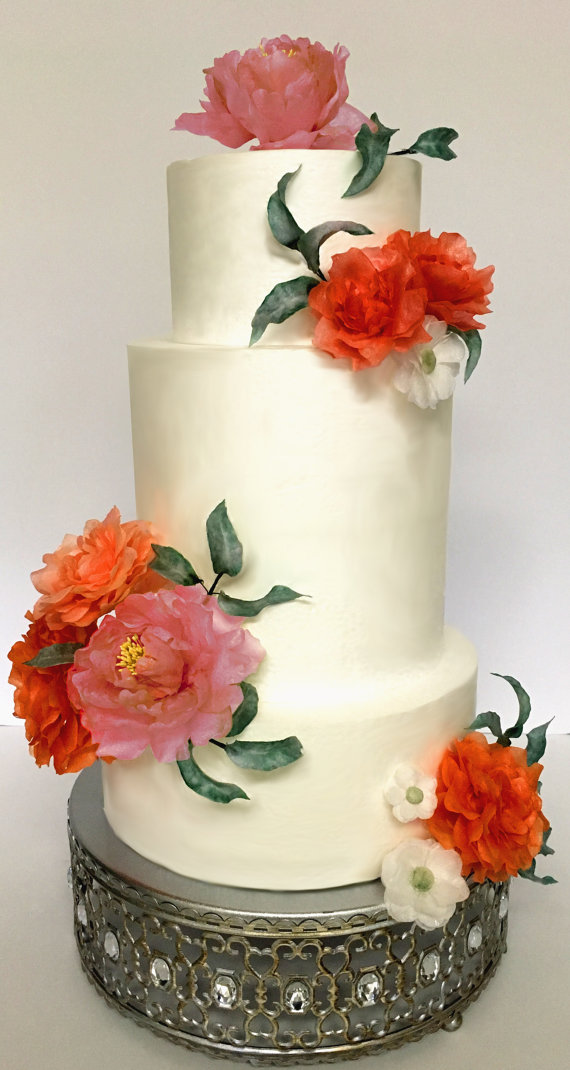 Edible Wafer Paper Flower Wedding Cake