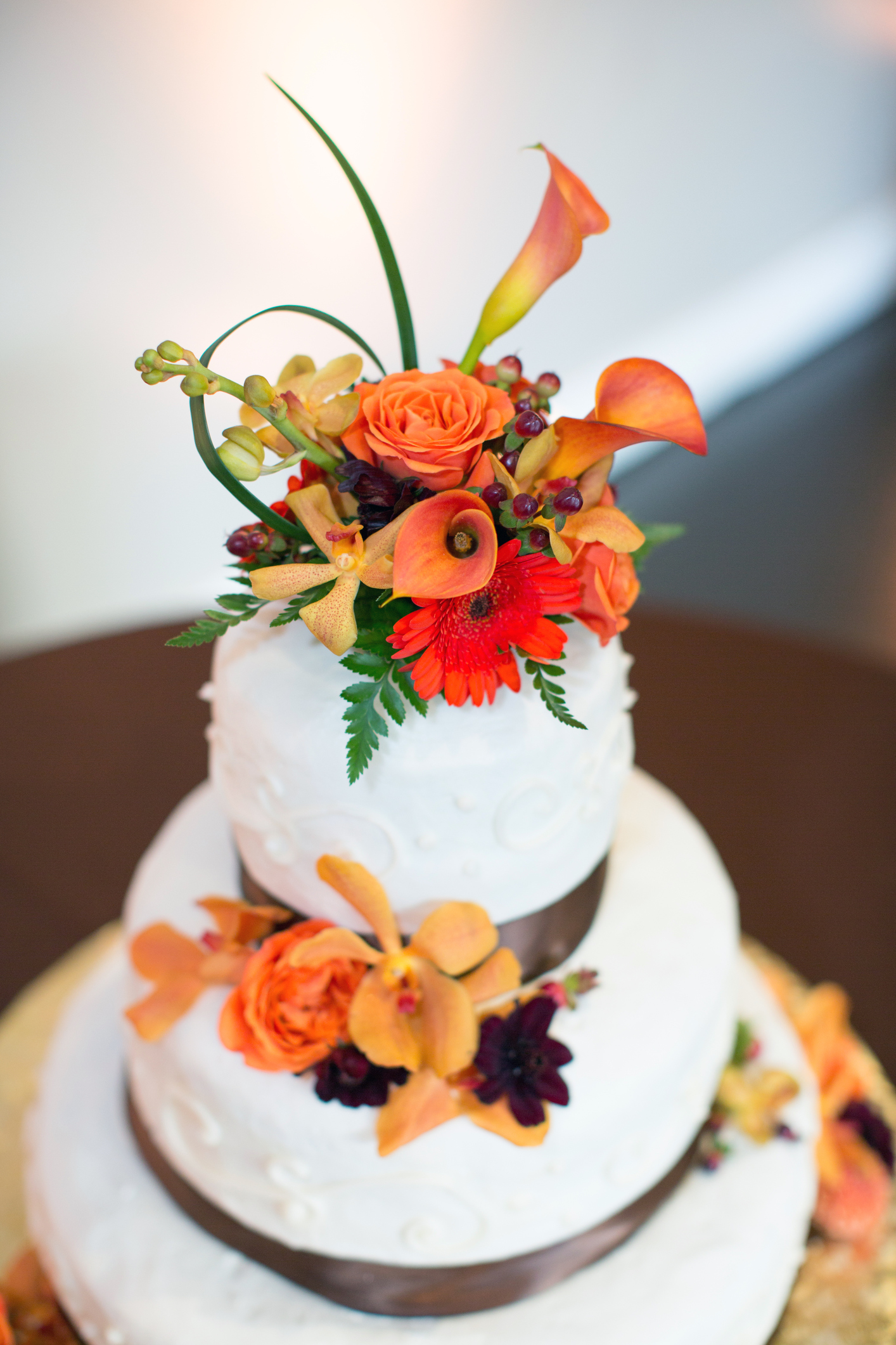 Fall Wedding Cake with Orange Flowers