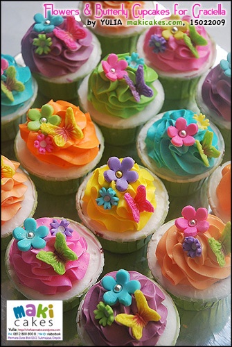 Flowers and Butterfly Cupcake Cake