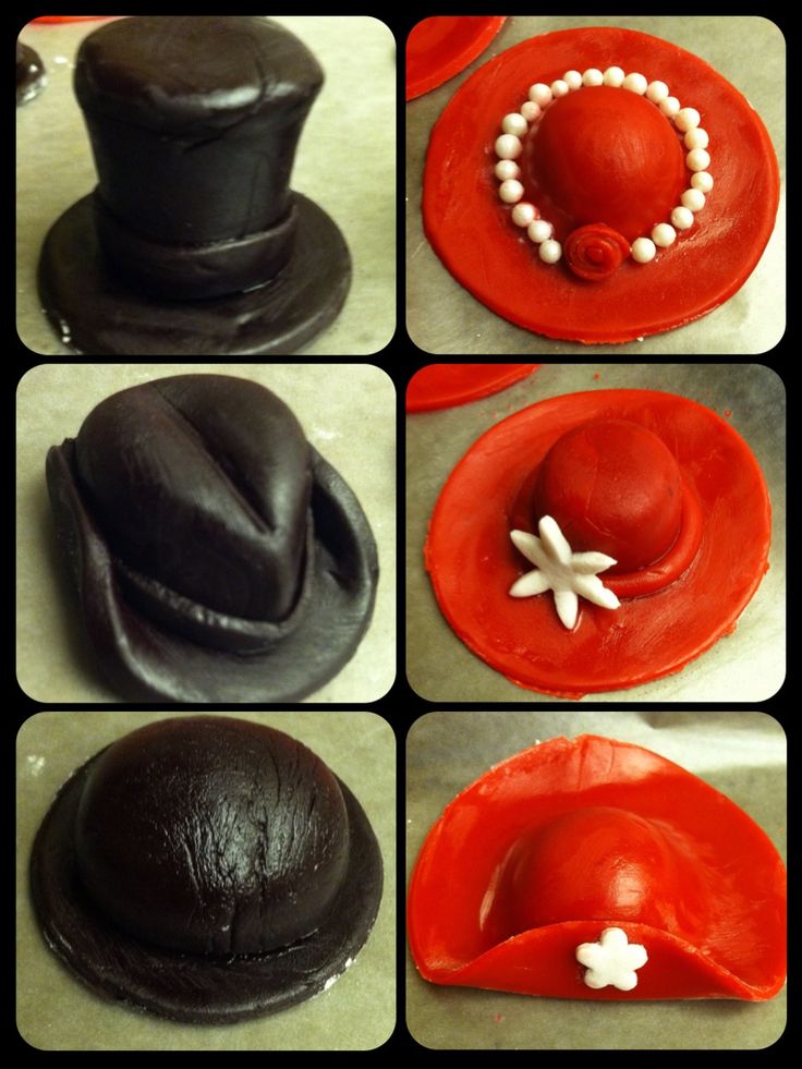 Fondant Hat Cupcake Toppers Fondant Hat Cupcake Toppers