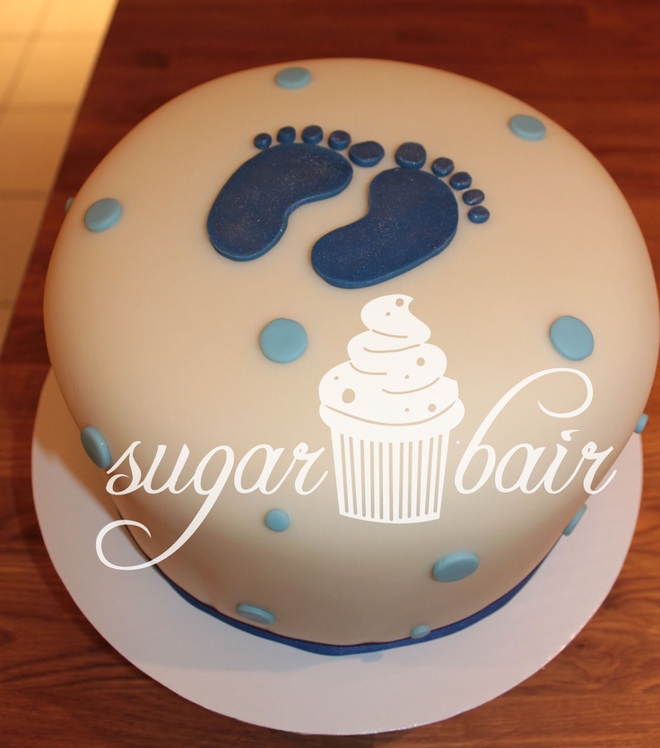Footprint Baby Boy Cake Footprint Baby Boy Cake