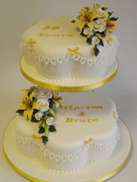 Golden Wedding Anniversary 2 Tier Cake