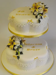 Golden Wedding Anniversary 2 Tier Cake Golden Wedding Anniversary 2 Tier Cake