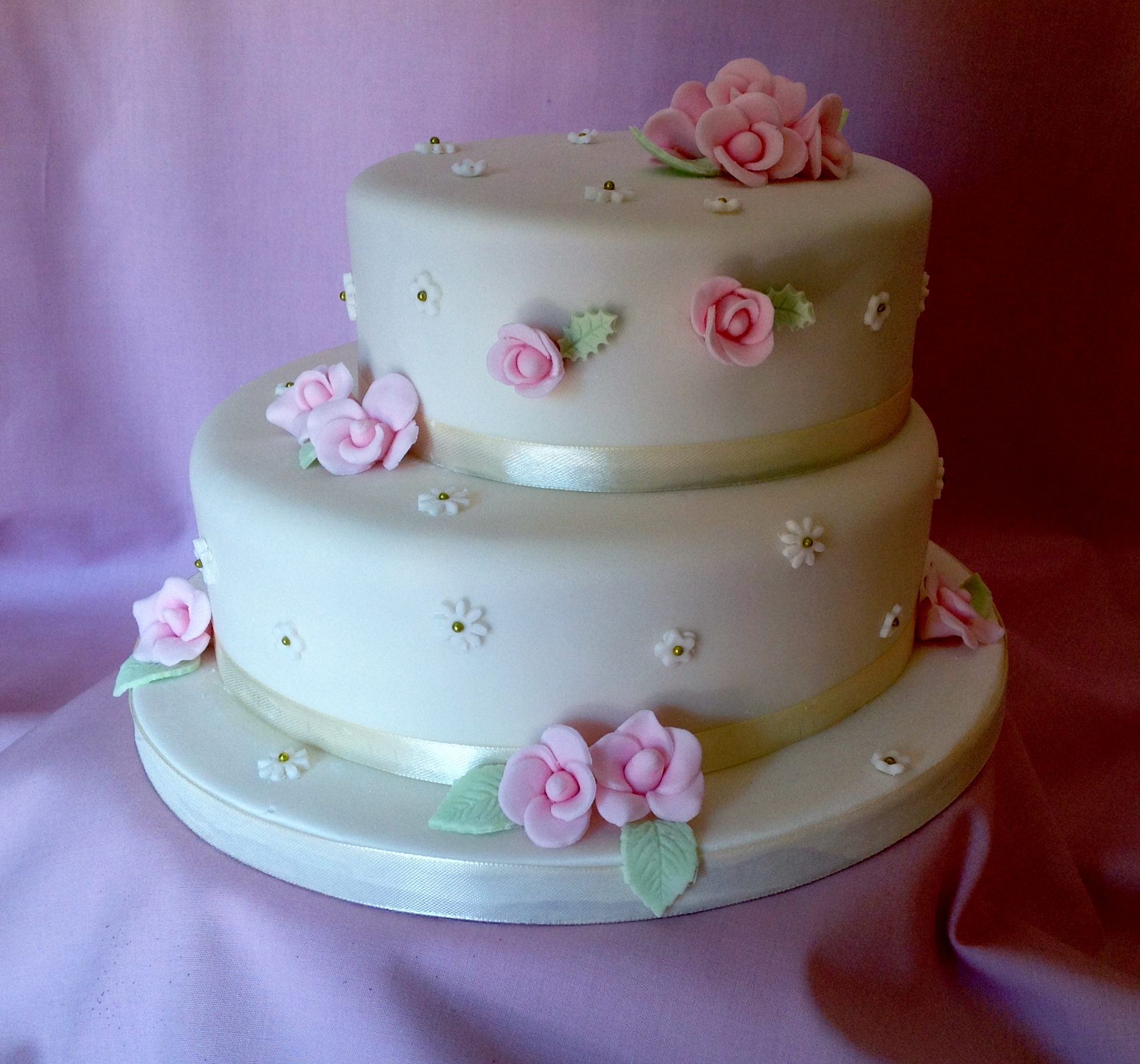 Golden Wedding Anniversary 2 Tier Cake