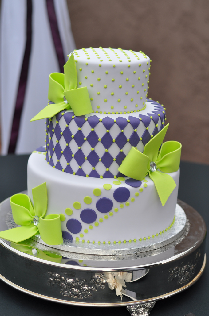 Green and Purple Wedding Cake