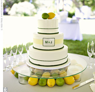 Lemon Lime Green and Yellow Wedding Cake