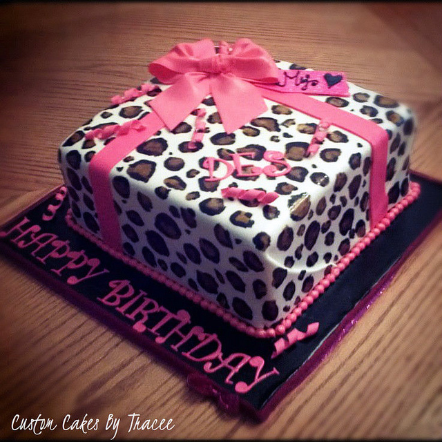 Leopard Print Birthday Cake