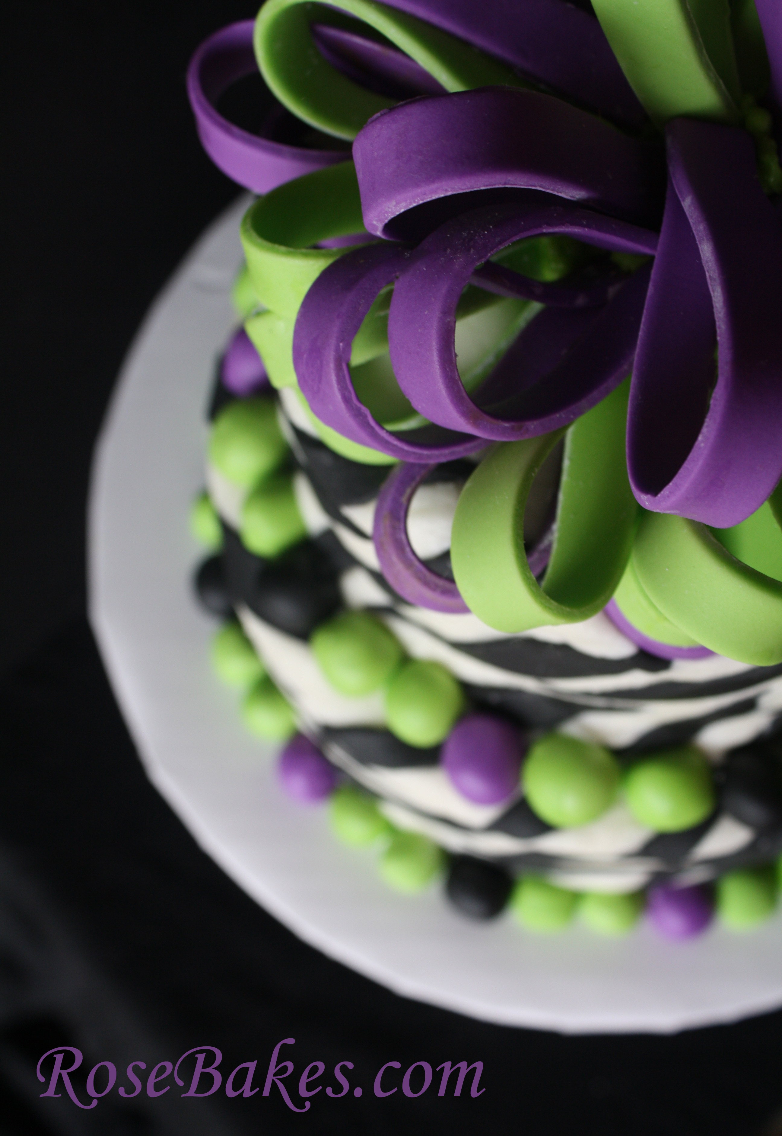 Lime Green and Purple Birthday Cake