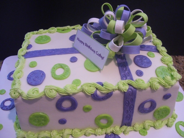 Lime Green and Purple Birthday Cake