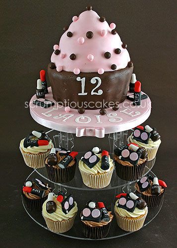Make Up Themed Birthday Cupcakes