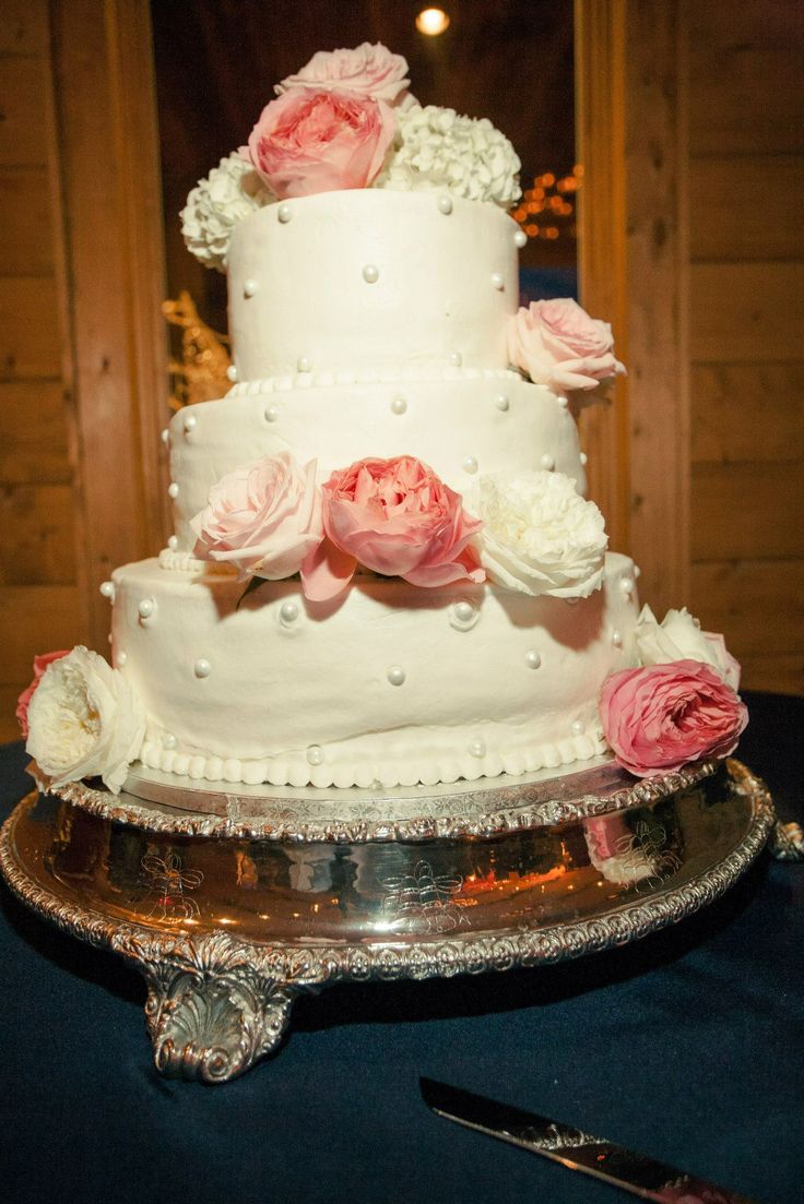 Navy Blue and Blush Wedding Cake