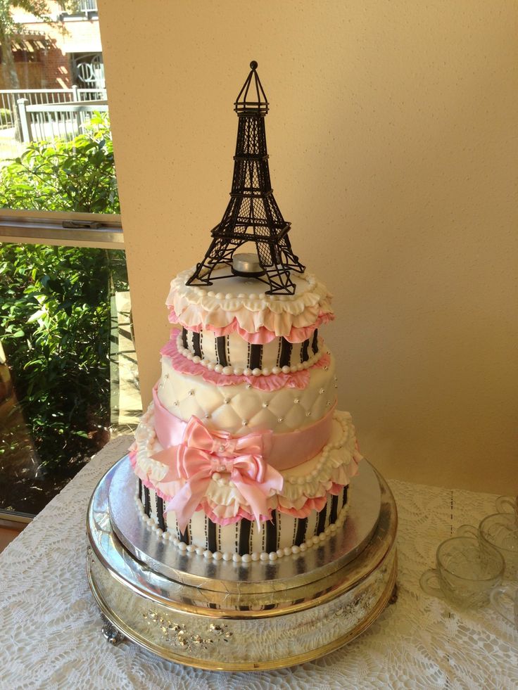 Paris Themed Baby Shower Cake for Girl