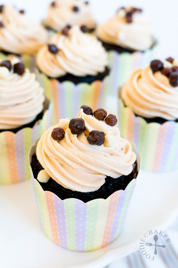 Peanut Butter Chocolate Cupcakes with Filling and Frosting