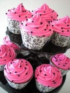 Pink and Black Cupcakes Pink and Black Cupcakes