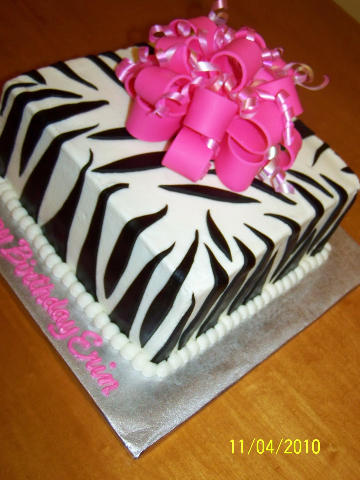 Pink and Black Zebra Cake Square