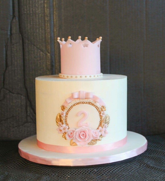 Pink and Gold Birthday Cake with Crown