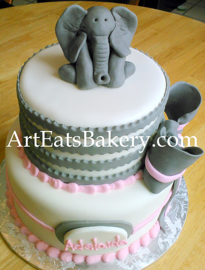 Pink and Gray Elephant Baby Shower Cake Pink and Gray Elephant Baby Shower Cake