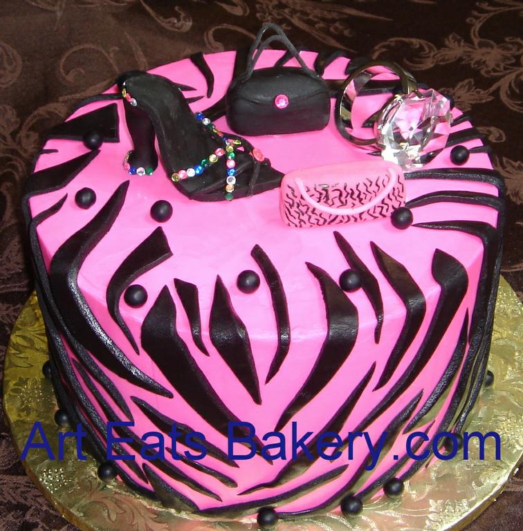 Pink Zebra Diva Birthday Cake