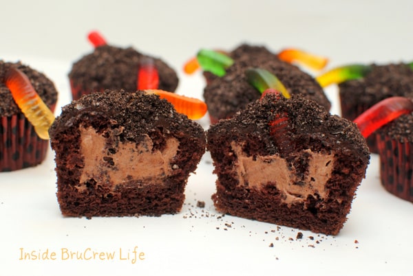 Pudding Filled Dirt Cupcakes
