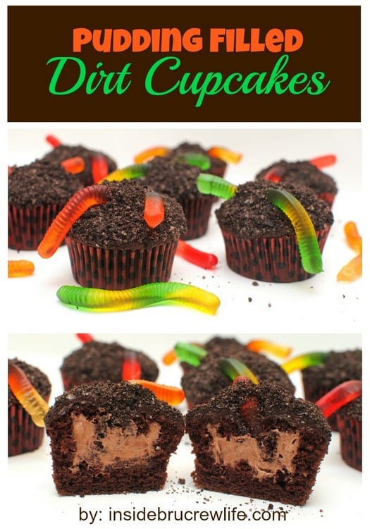 Pudding Filled Dirt Cupcakes