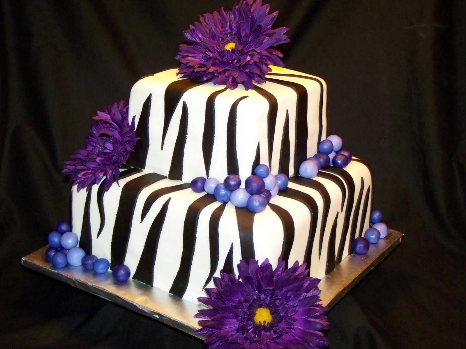 Purple and Black Zebra Print Cake