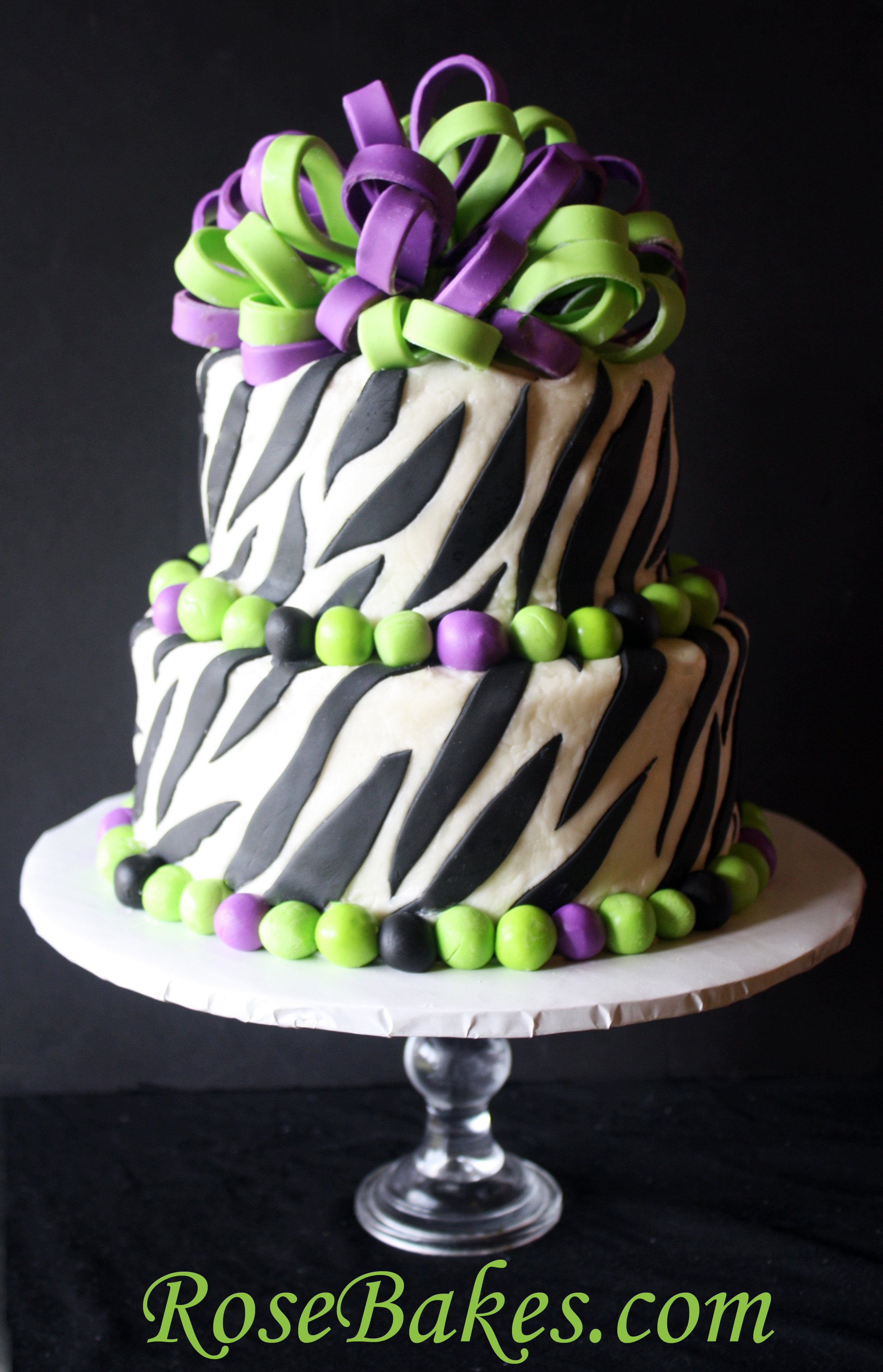 Purple and Lime Green Zebra Cake