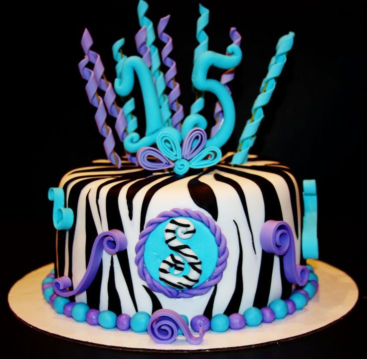 Purple and Turquoise Zebra Cakes