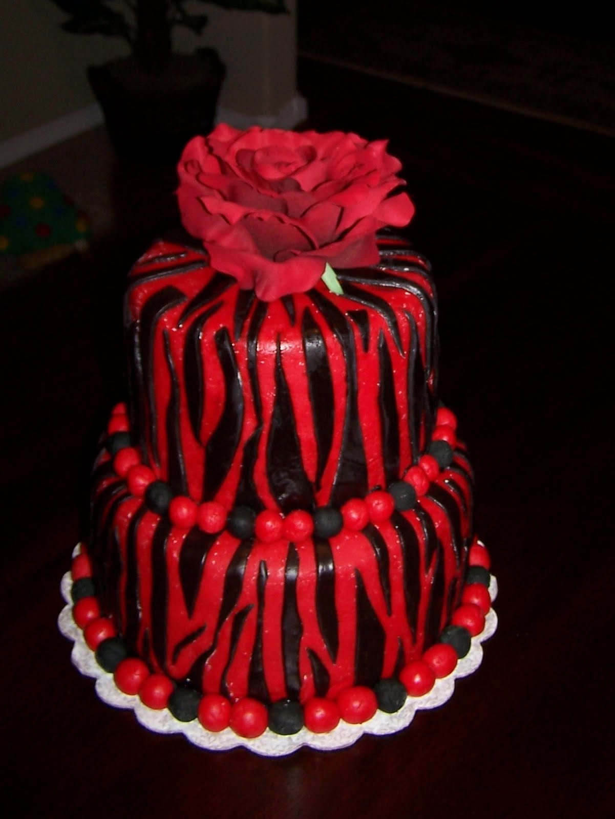 Red White and Black Birthday Cake