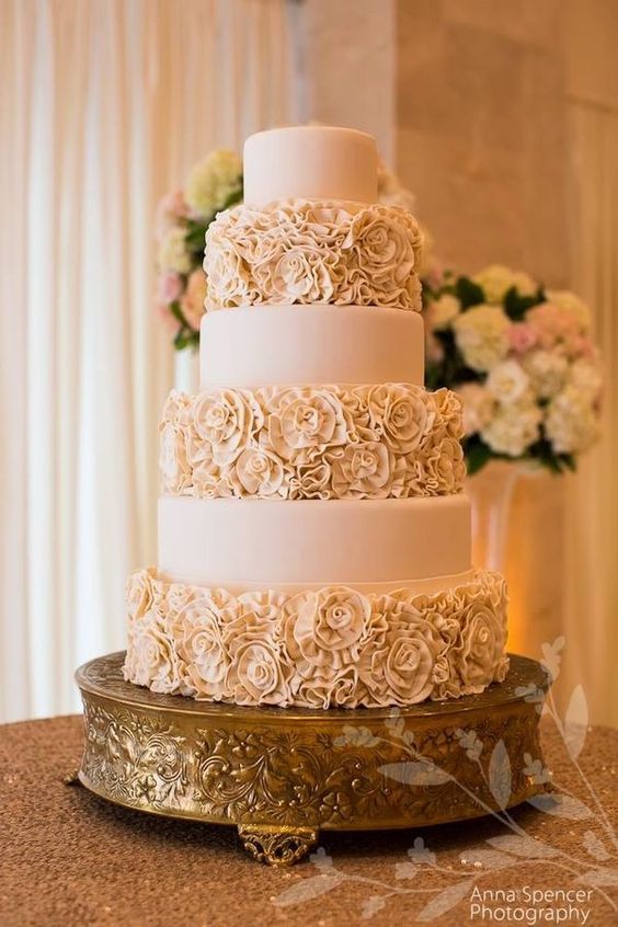 Rose Gold and Ivory Wedding Cake