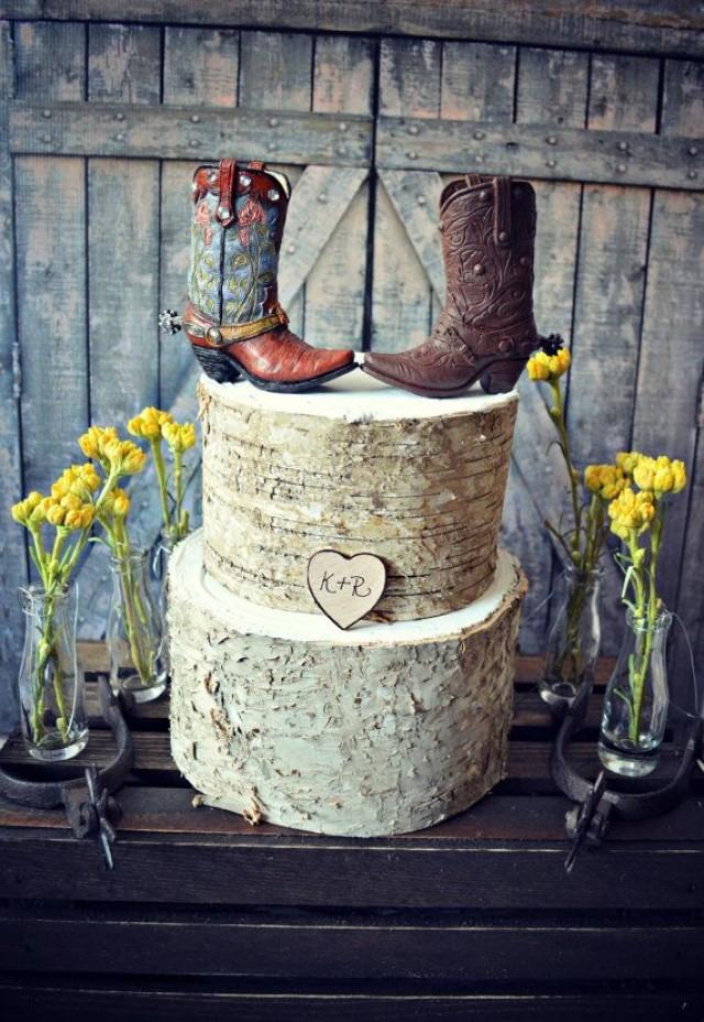 Rustic Country Cowboy Wedding Cake Topper