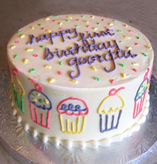 Simple Round Birthday Cakes with Flowers