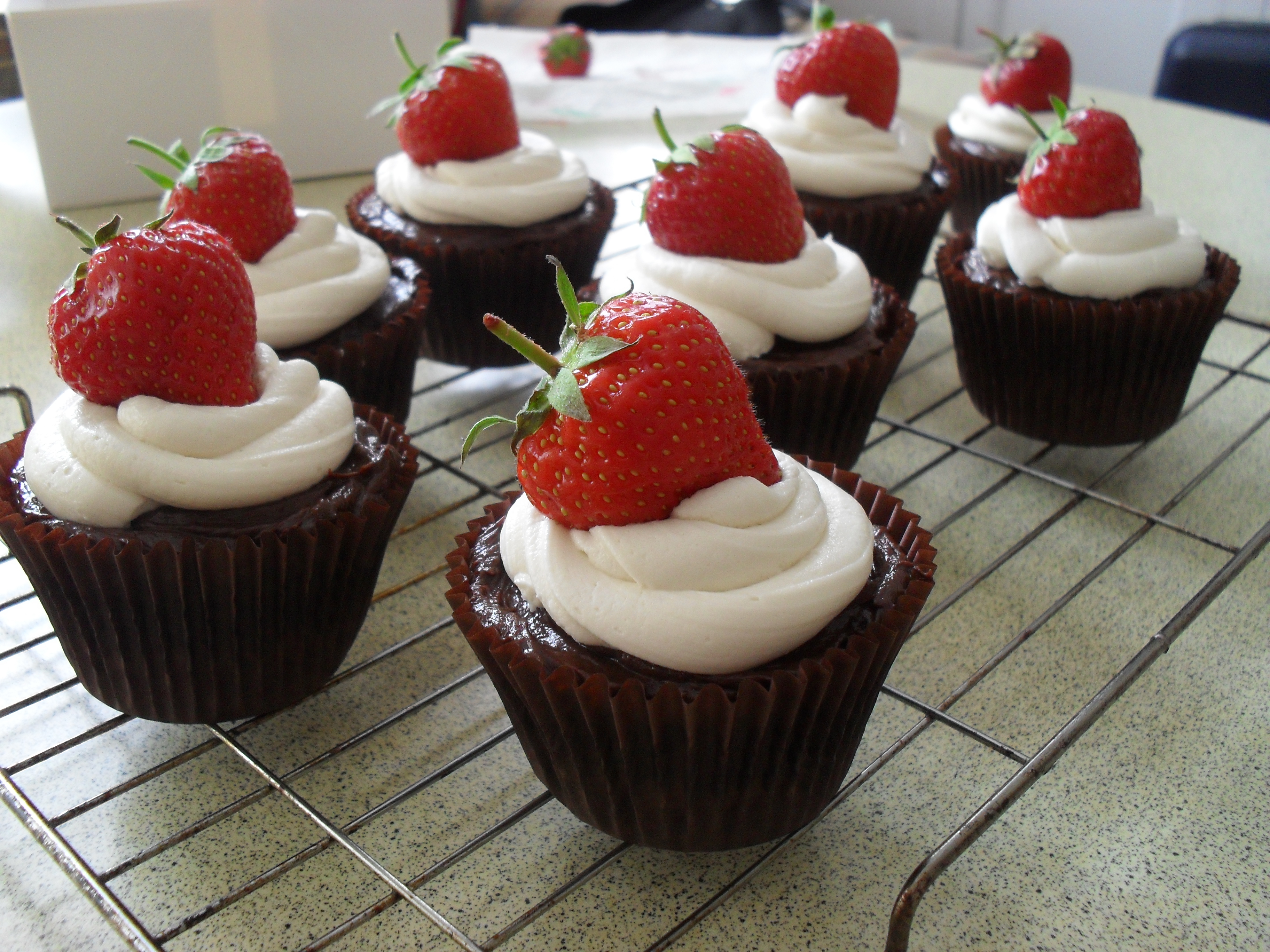 Strawberry Cupcakes with Chocolate On Top