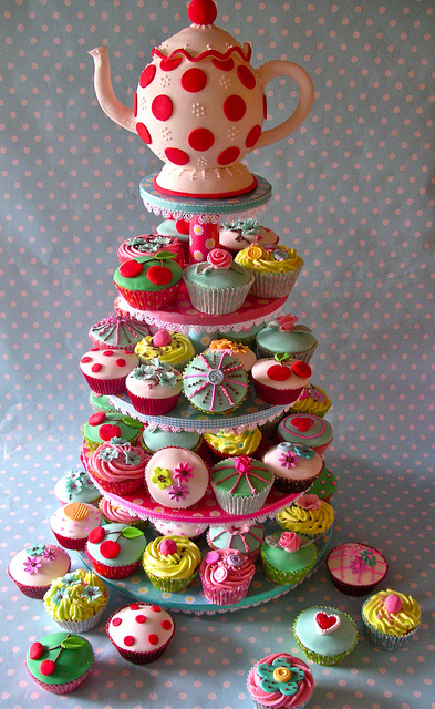Tea Party Cake and Cupcakes
