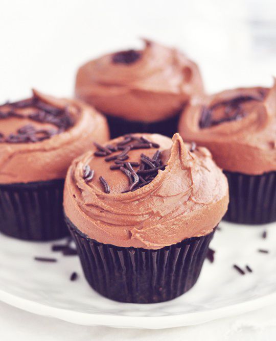 Vegan Dark Chocolate Cupcakes with Frosting