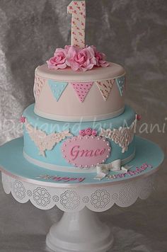 Vintage 1st Birthday Cake