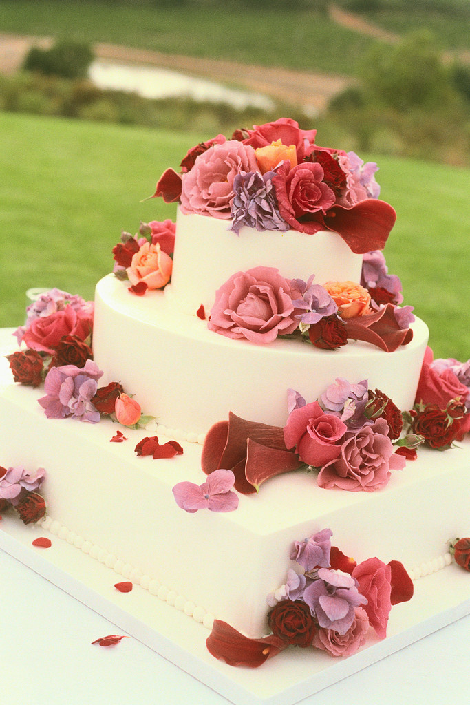 Wedding Cake with Flowers