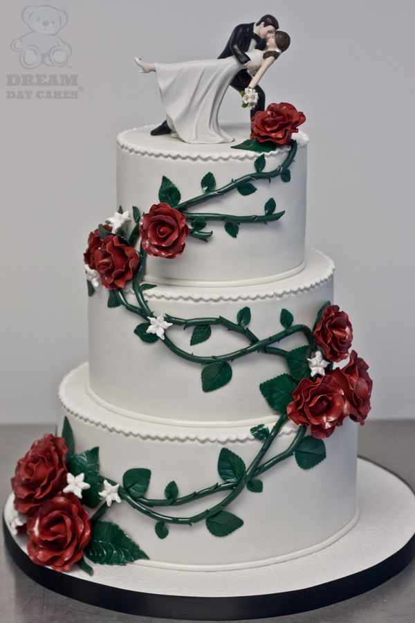 Wedding Cake with Roses Wedding Cake with Roses