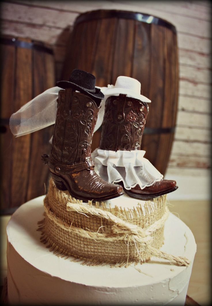 Western Cowboy Boots Wedding Cake Topper