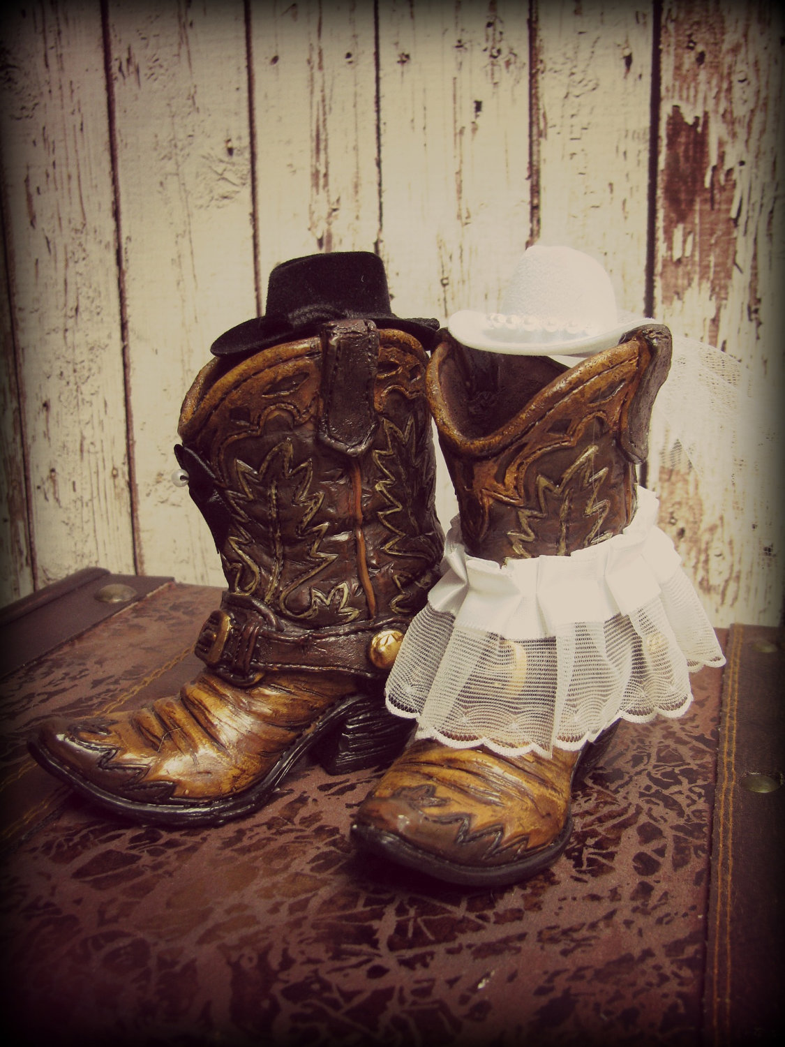 Western Cowboy Boots Wedding Cake Topper