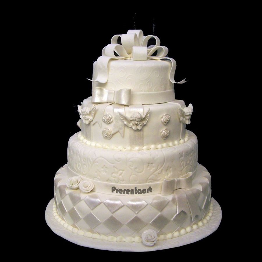 White Pearl Dust Wedding Cakes