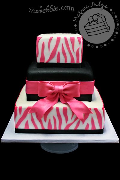 White & Pink Zebra Birthday Cake