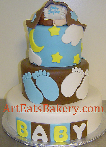 Yellow and Brown Baby Shower Cake