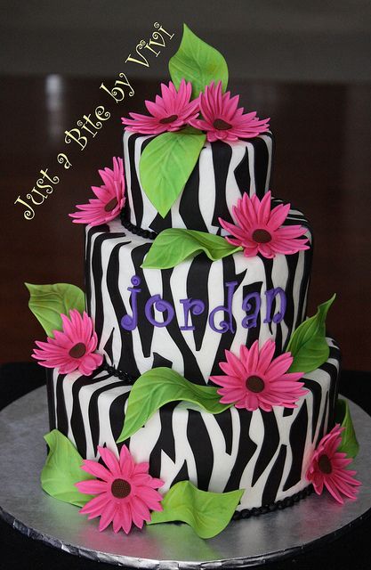Zebra Print Birthday Cake