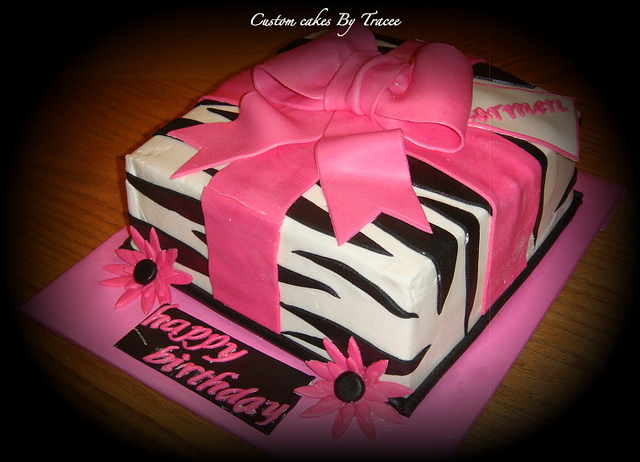 Zebra Print Birthday Cake